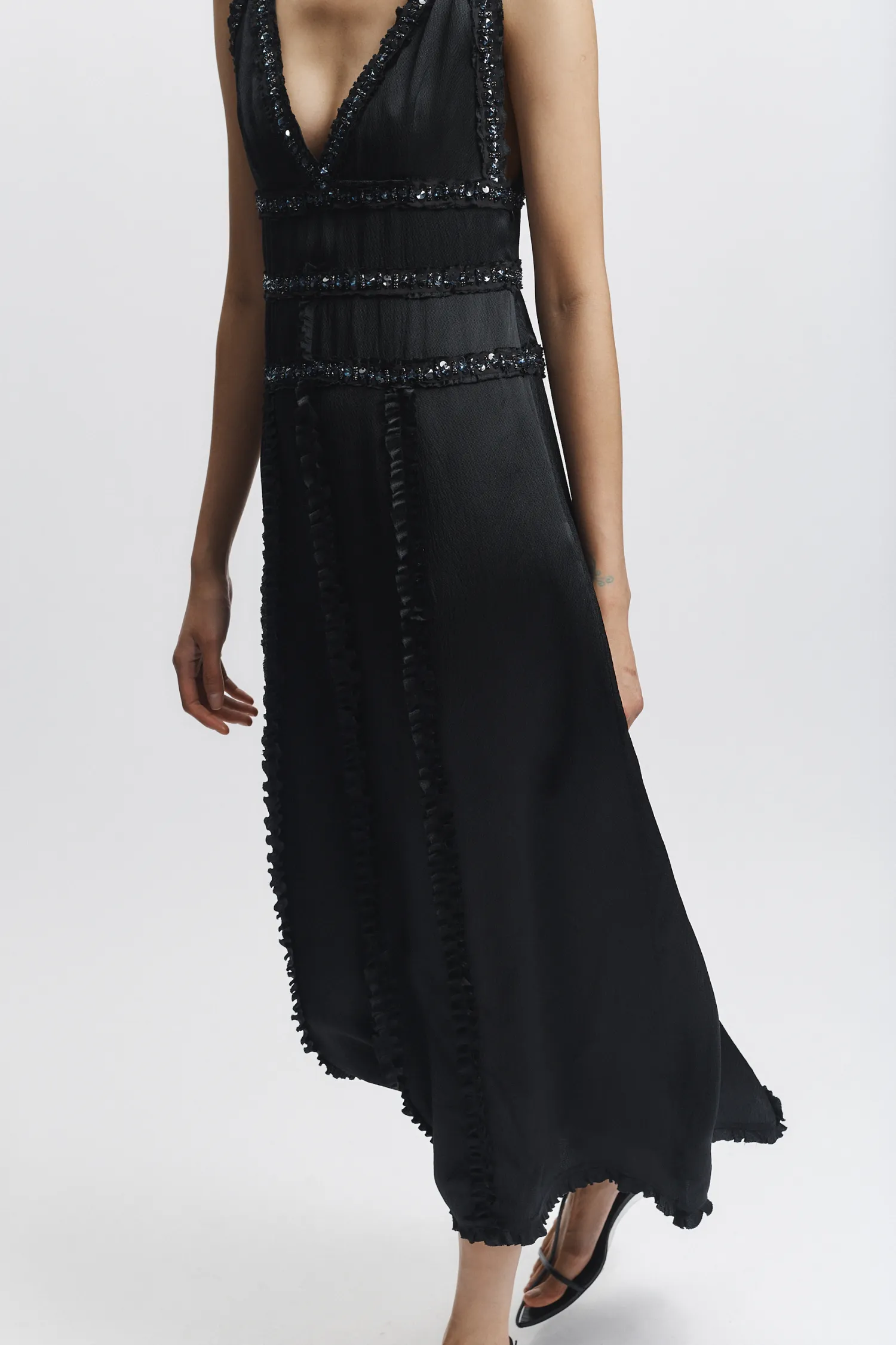 Nola Embellished Silk Dress, Black sold by Saint Art