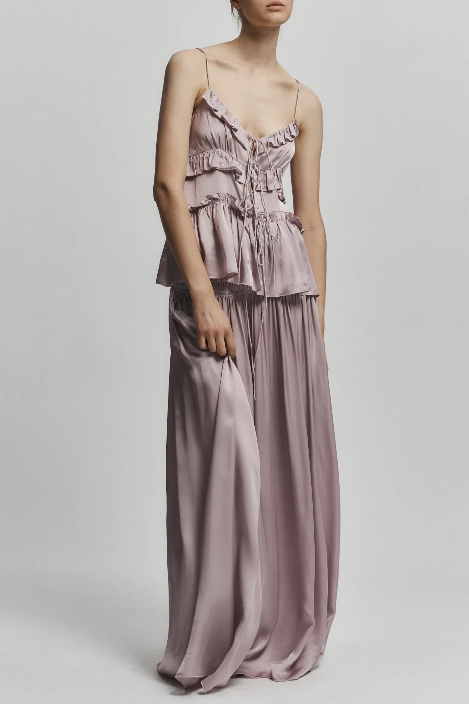 Olive Ruffle Blouse, Dusty Pink sold by Saint Art