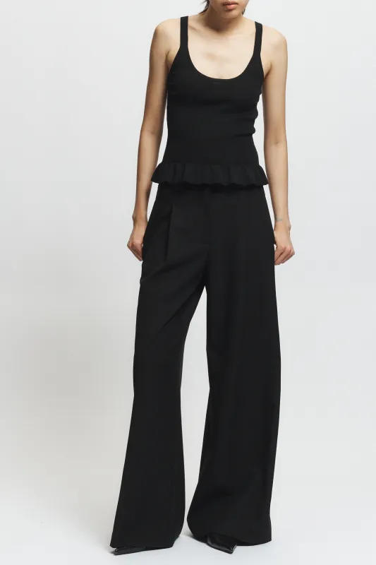 Eden Ruffle Knit Tank, Black made by Saint Art