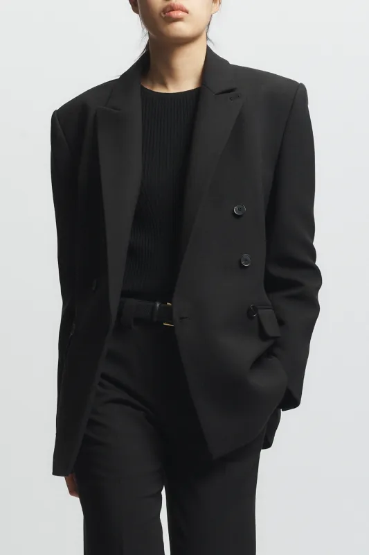 Tanner Double-Breasted Blazer, Black sold by Saint Art