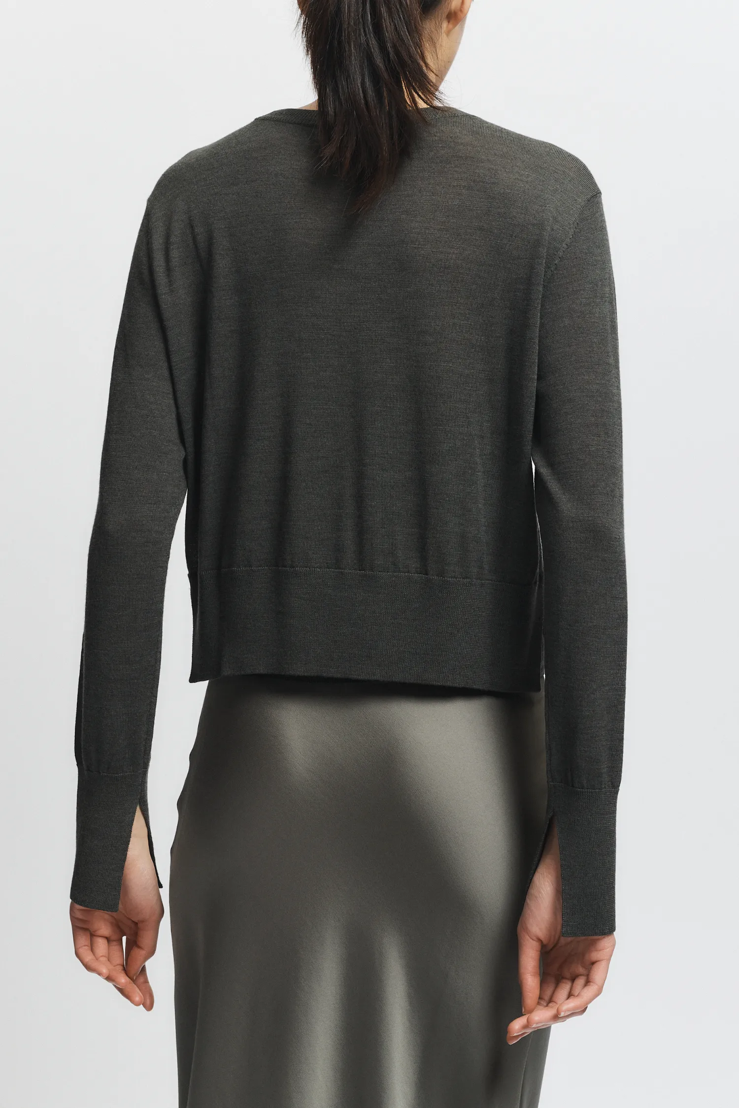 Talia Charmeuse Maxi Skirt, Dusty Olive sold by Saint Art product image thumbnail 4