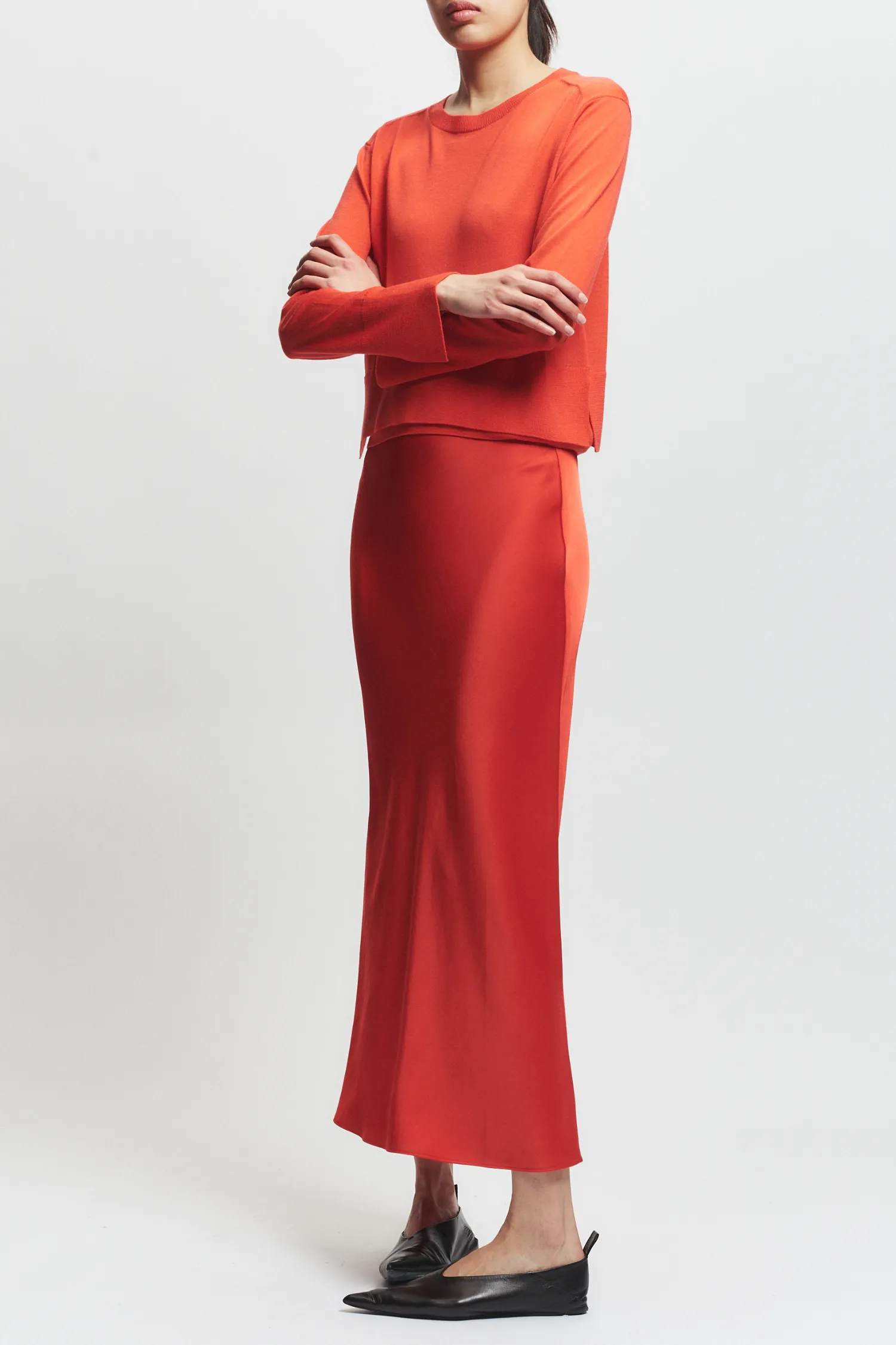 Talia Charmeuse Maxi Skirt, Grenadine sold by Saint Art product image thumbnail 3