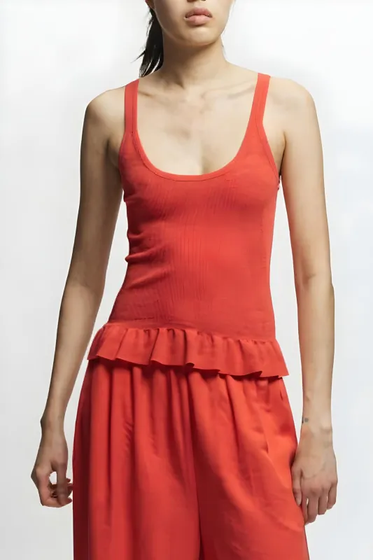 Eden Ruffle Knit Tank, Grenadine made by Saint Art
