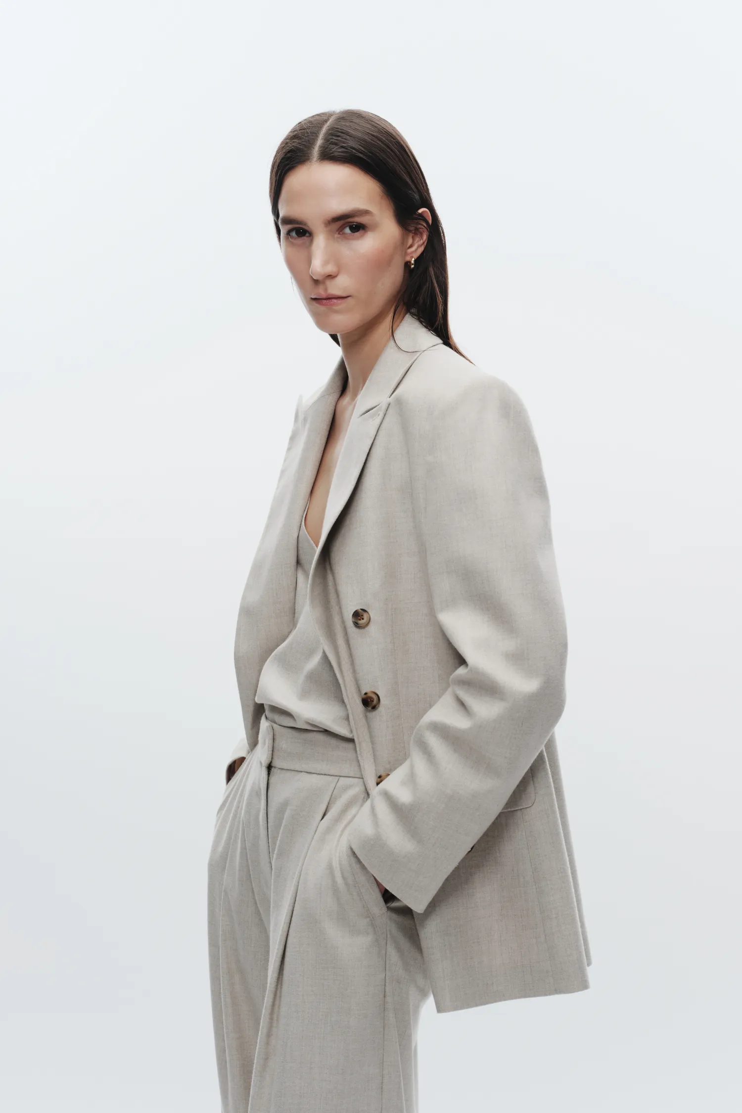 Sullivan Double-Breasted Blazer, Oatmeal sold by Saint Art