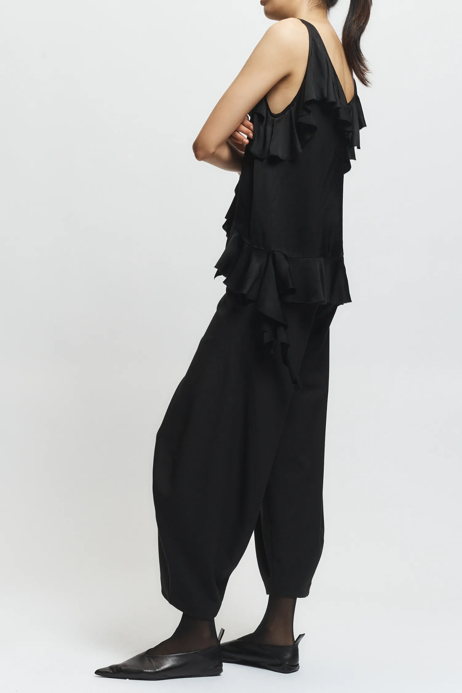 Cade Ruffled Viscose Top, Black sold by Saint Art product image thumbnail 2