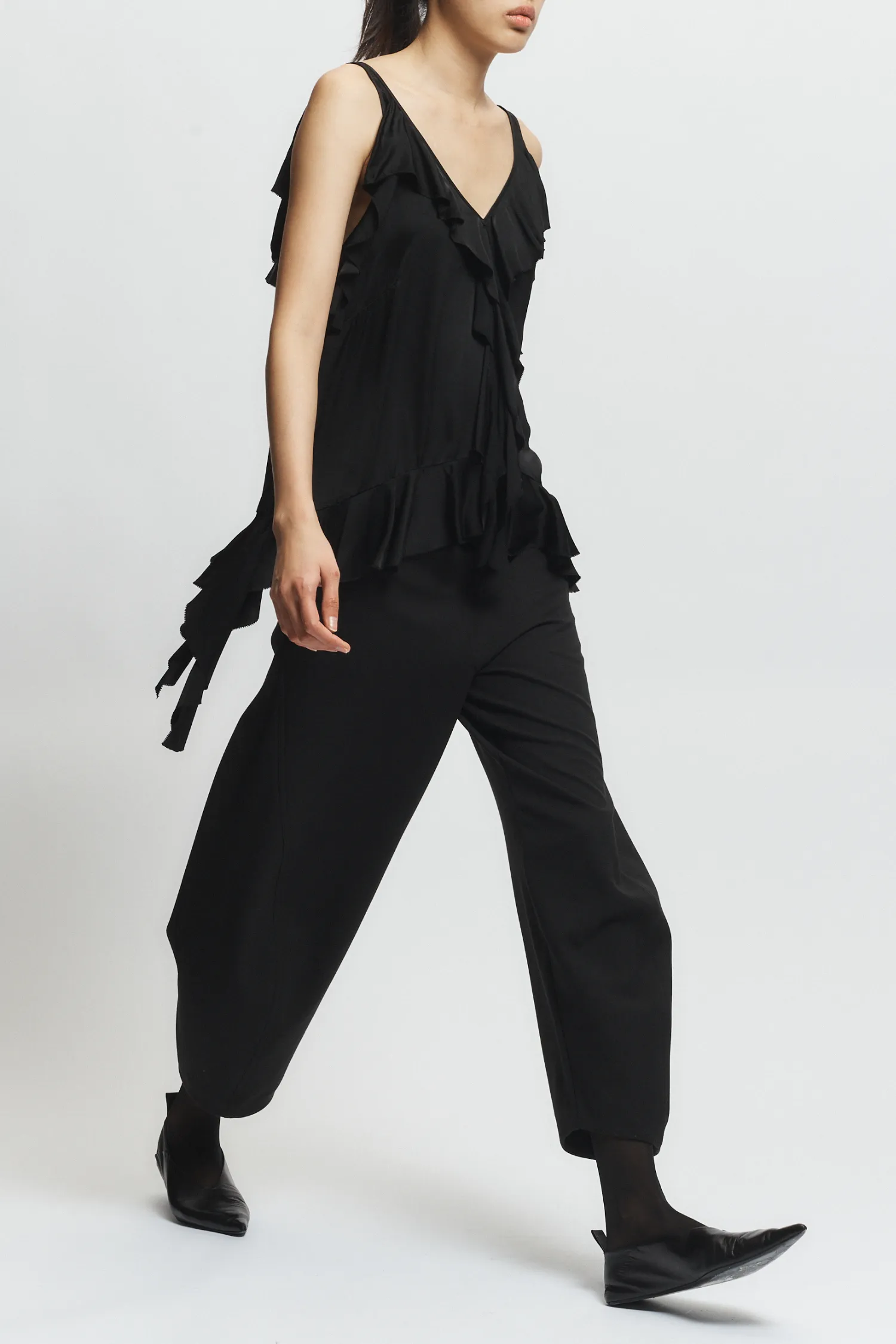 Cade Ruffled Viscose Top, Black sold by Saint Art product image thumbnail 4