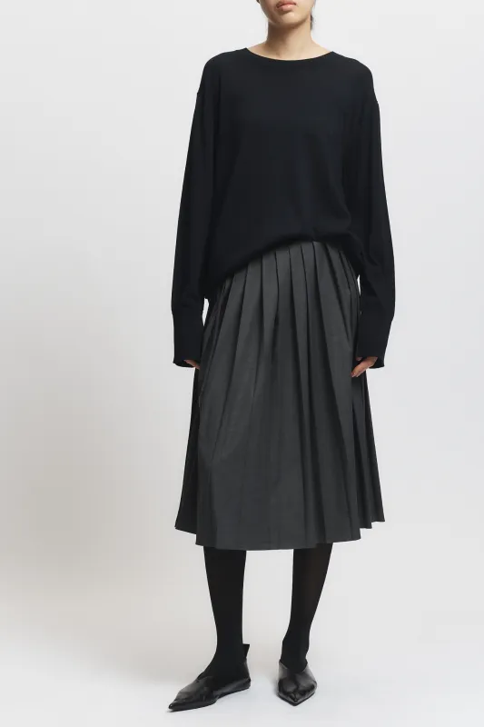 Fabian Pleated Skirt, Dark Grey sold by Saint Art