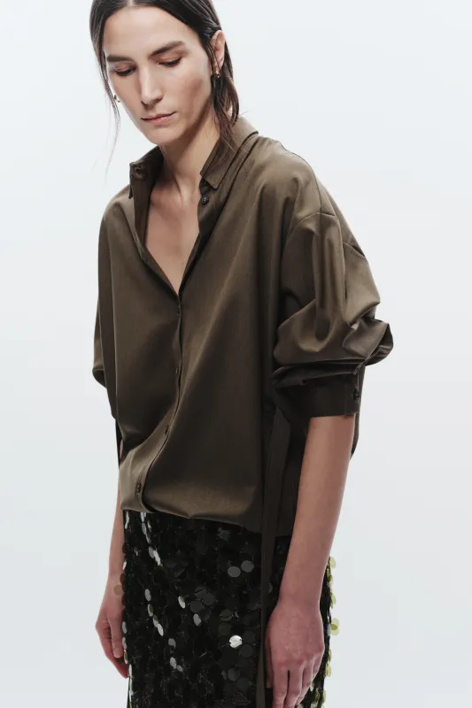Kinn Oversized Shirt, Olive sold by Saint Art