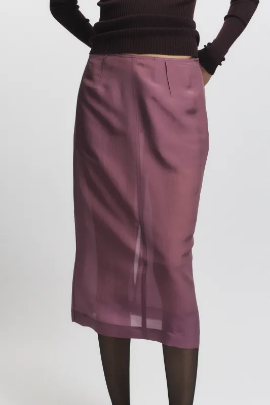 Idris Semi Sheer Skirt, Grape sold by Saint Art
