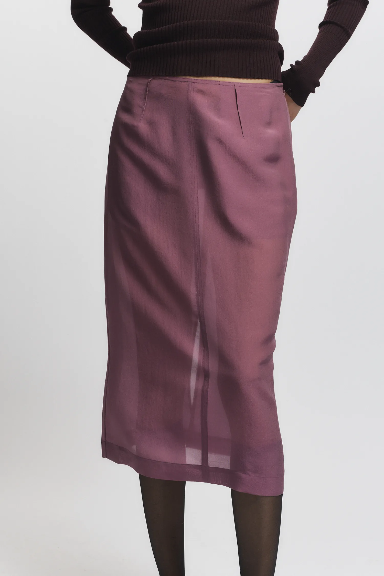 Idris Semi Sheer Skirt, Grape sold by Saint Art
