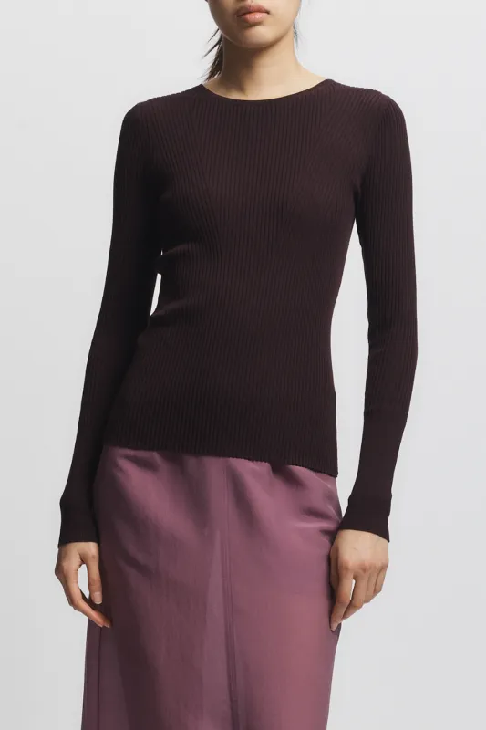 Atlas Rib Crewneck Sweater, Burgundy made by Saint Art