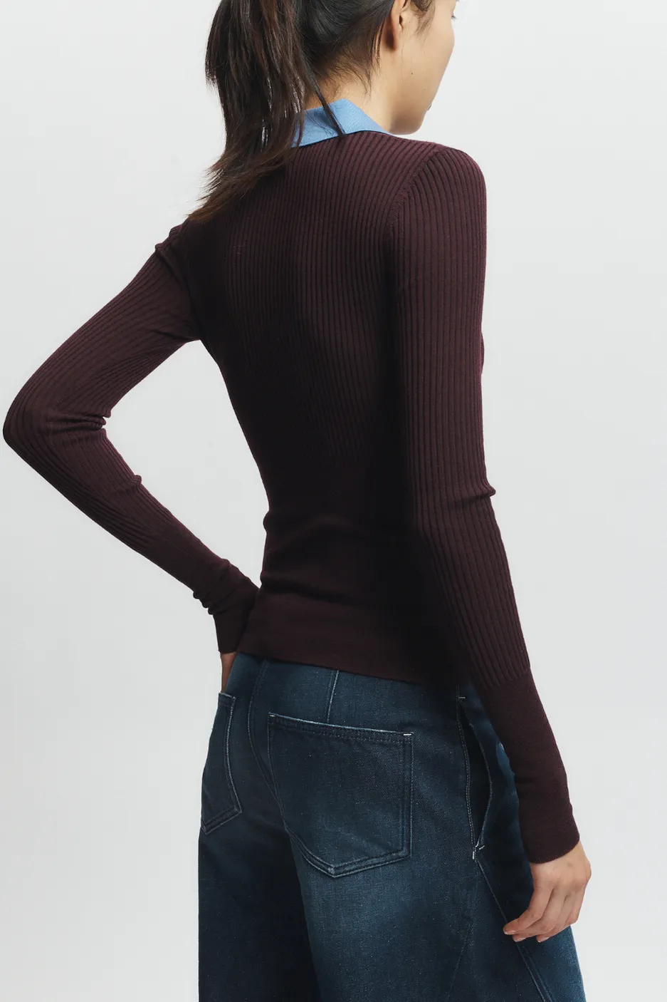Cillian Rib Polo Sweater, Burgundy/Wedgewood sold by Saint Art product image thumbnail 3