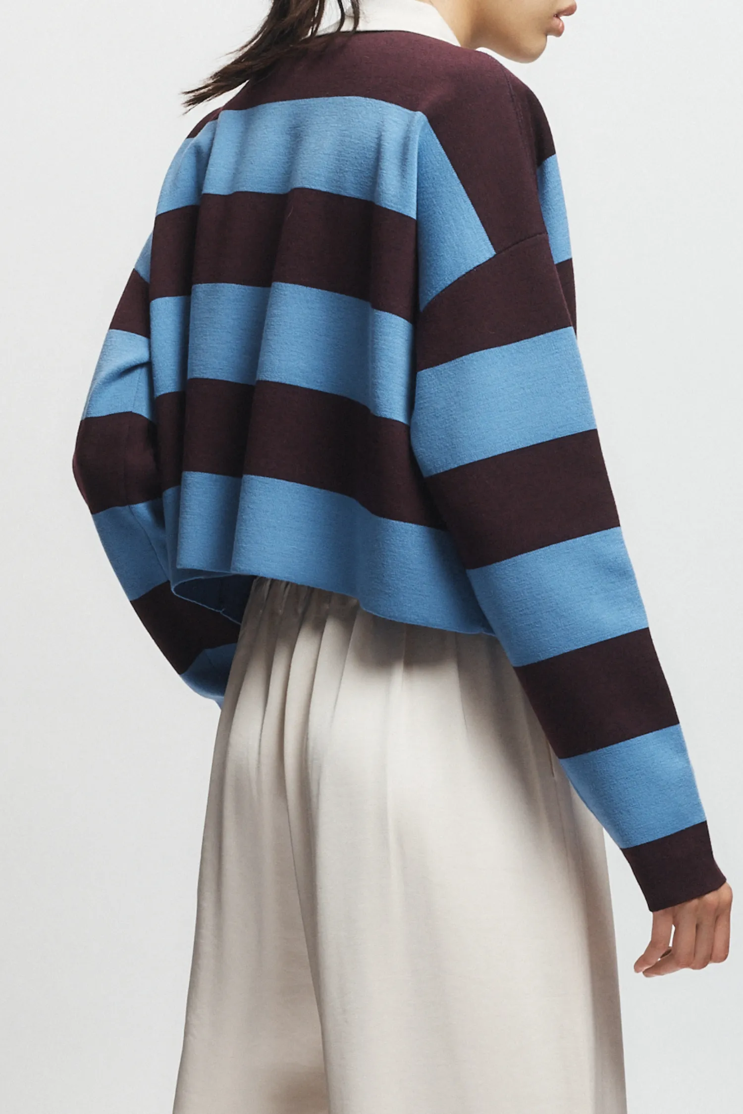 Samira Striped Knit Polo, Burgundy/Blue sold by Saint Art product image thumbnail 2