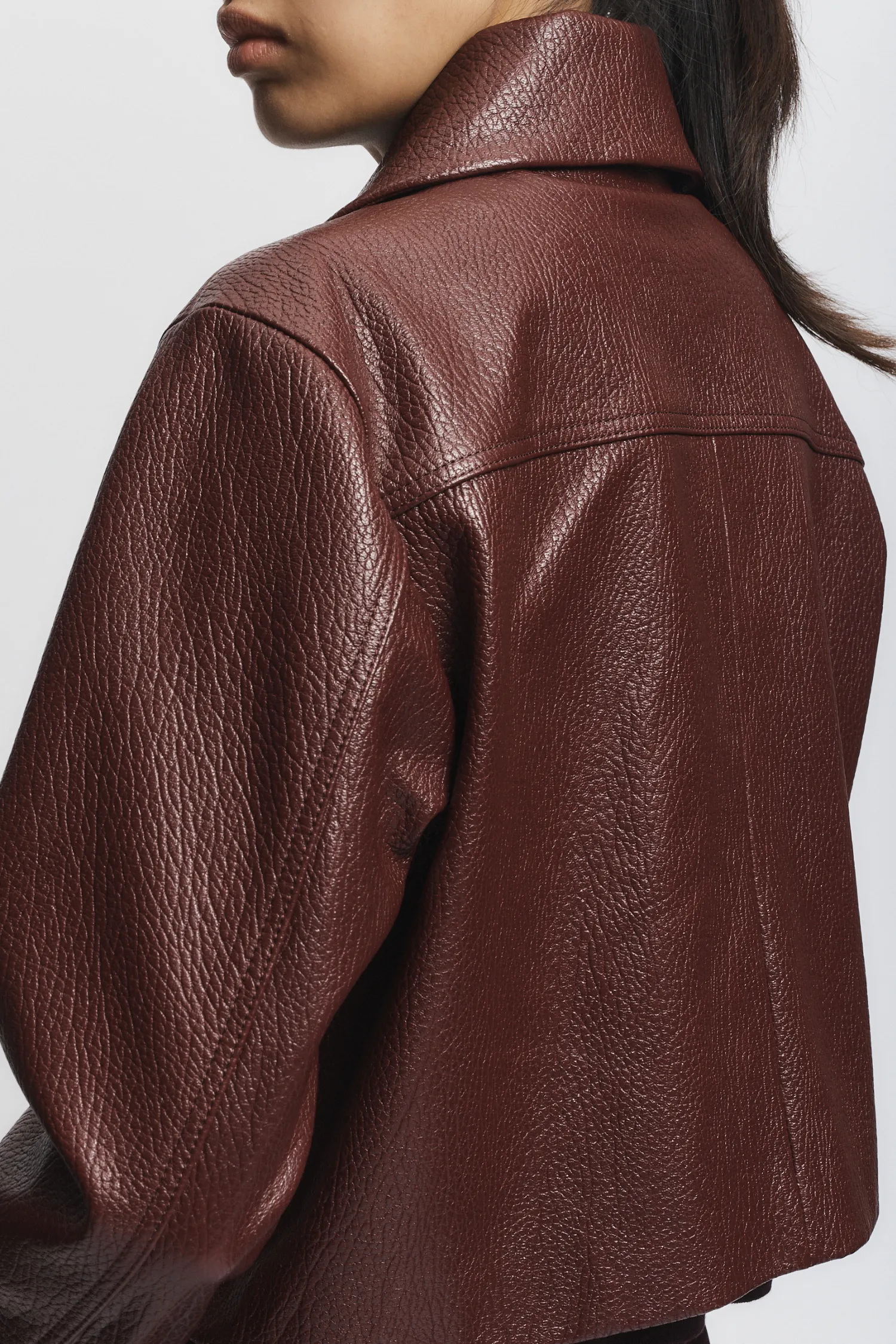 Lomand Crinkle Leather Jacket, Burgundy sold by Saint Art product image thumbnail 5