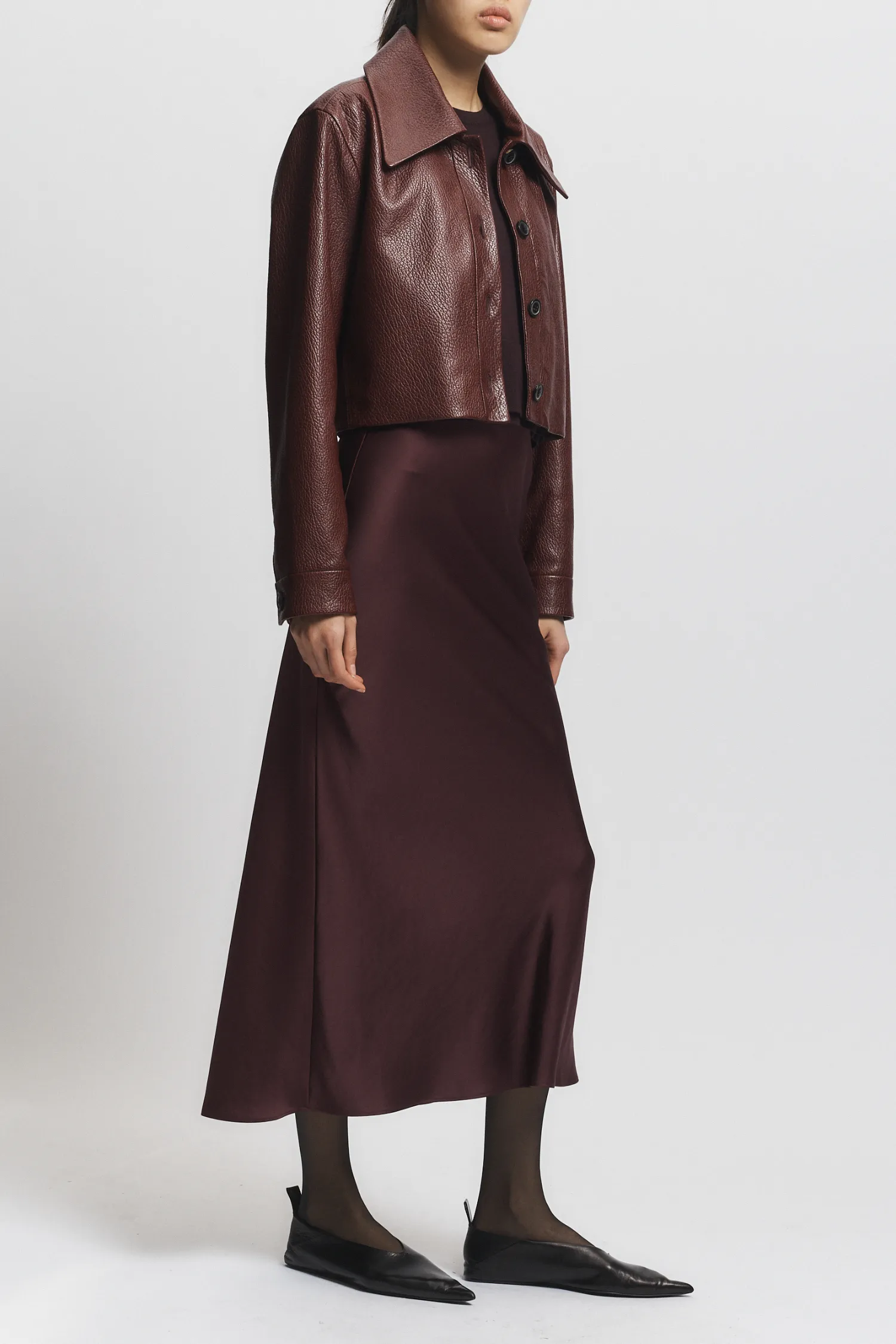 Lomand Crinkle Leather Jacket, Burgundy sold by Saint Art product image thumbnail 4