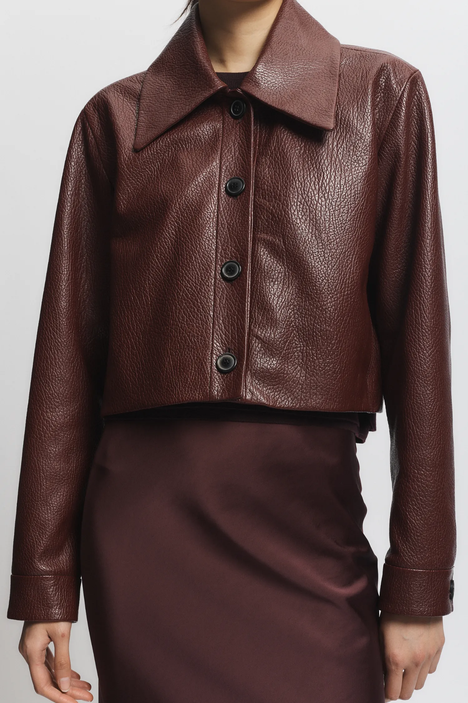 Lomand Crinkle Leather Jacket, Burgundy sold by Saint Art product image thumbnail 3
