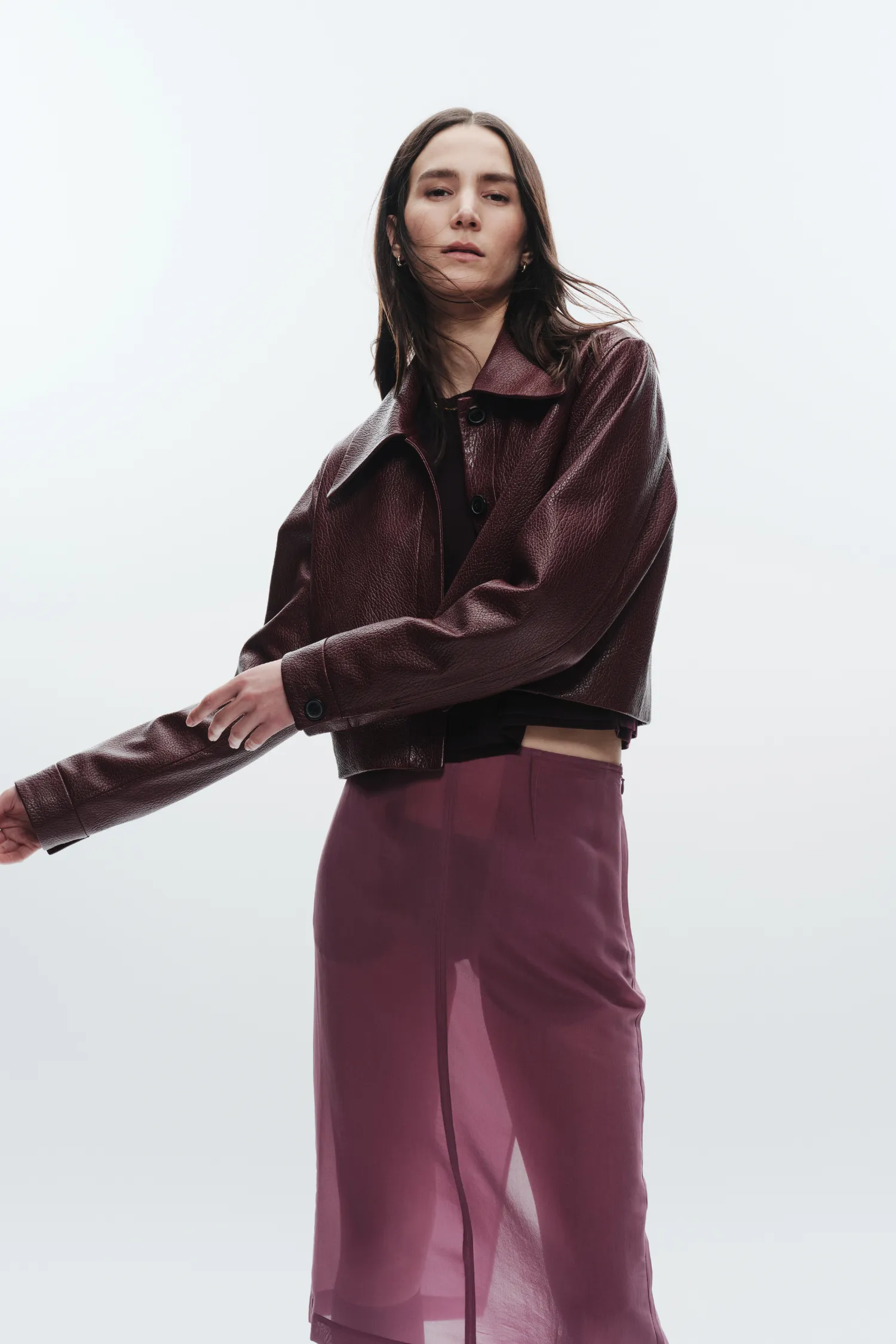 Lomand Crinkle Leather Jacket, Burgundy sold by Saint Art product image thumbnail 2