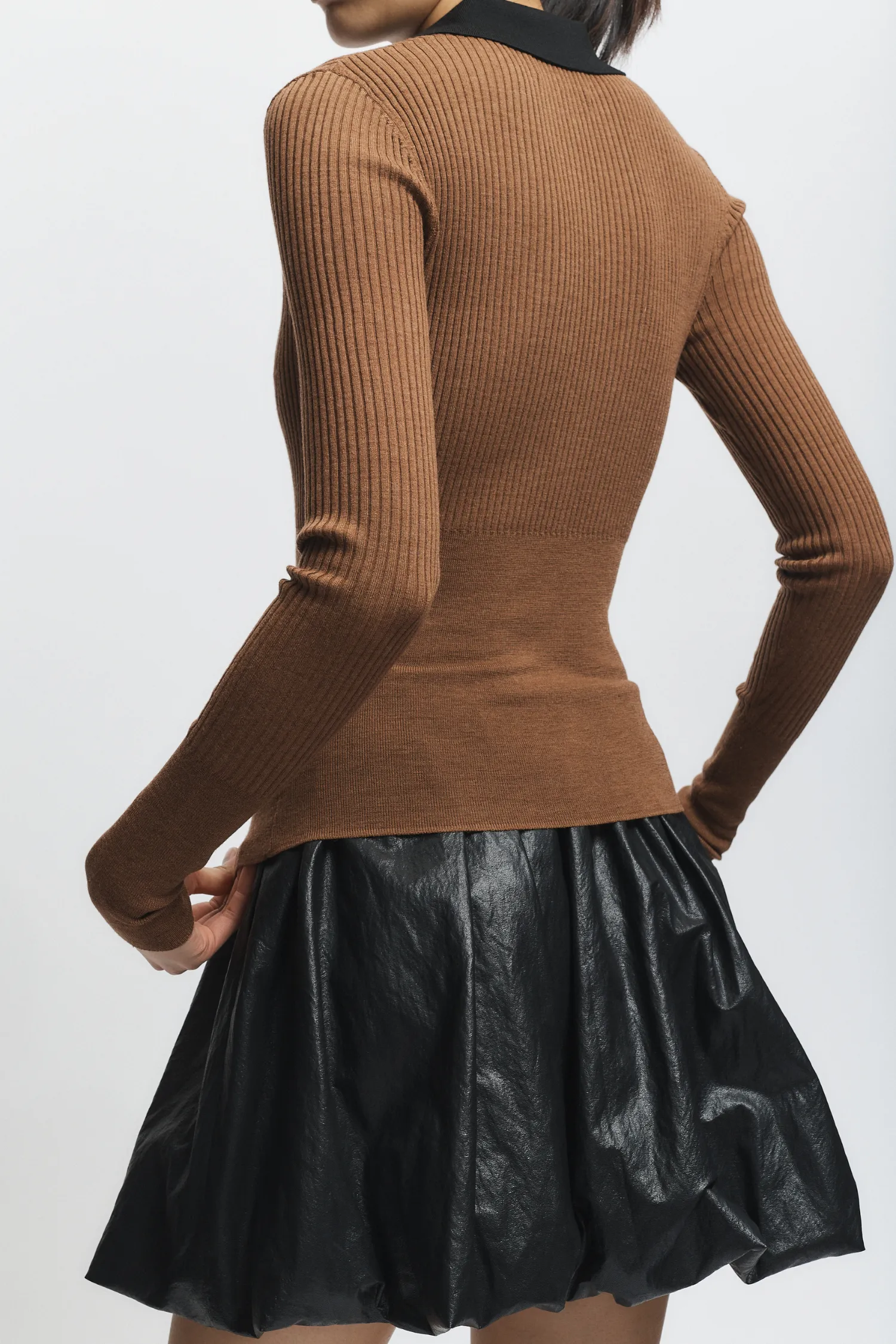 Cillian Rib Polo Sweater, Black/Brown sold by Saint Art product image thumbnail 2