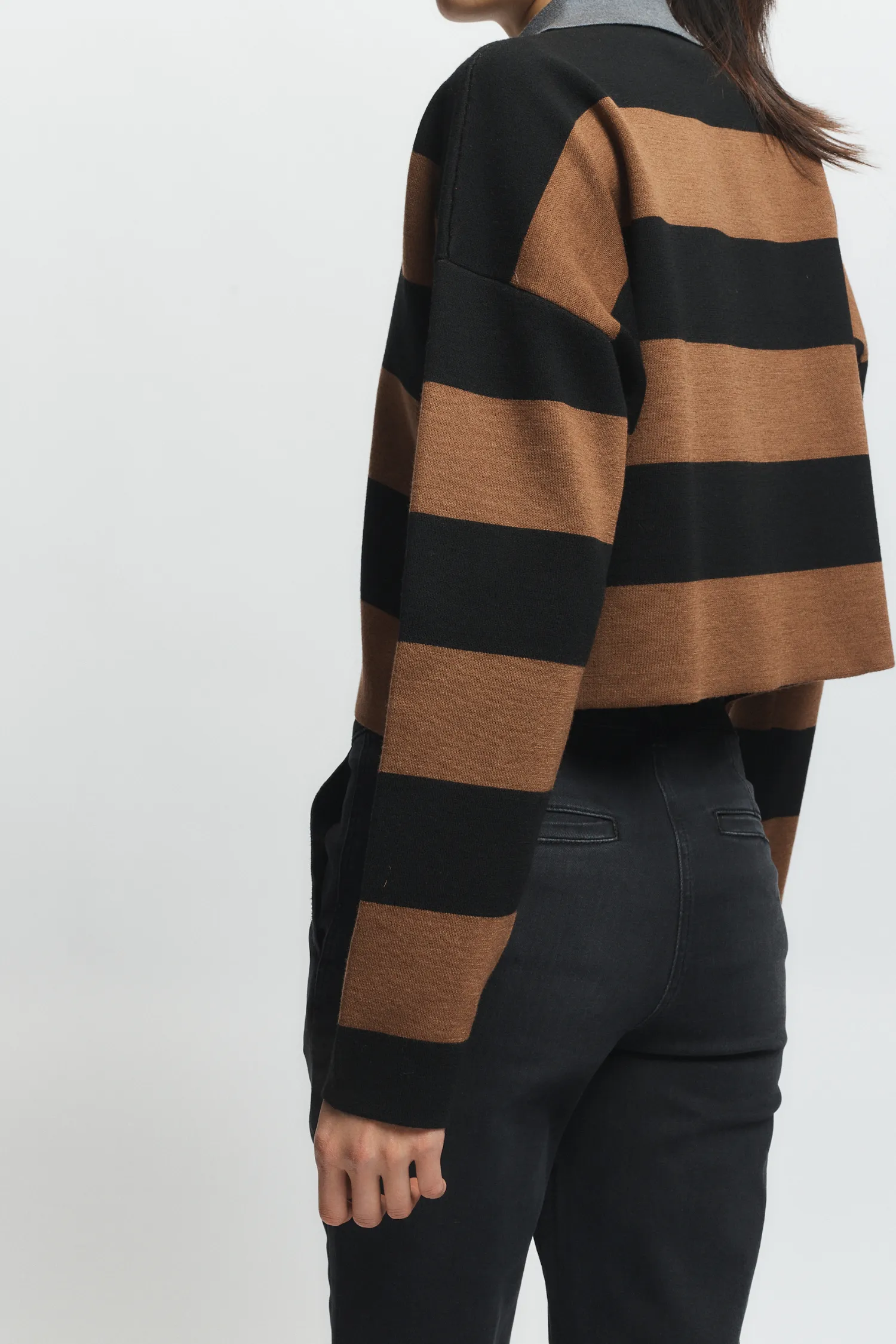 Samira Striped Knit Polo, Black/Brown sold by Saint Art product image thumbnail 4