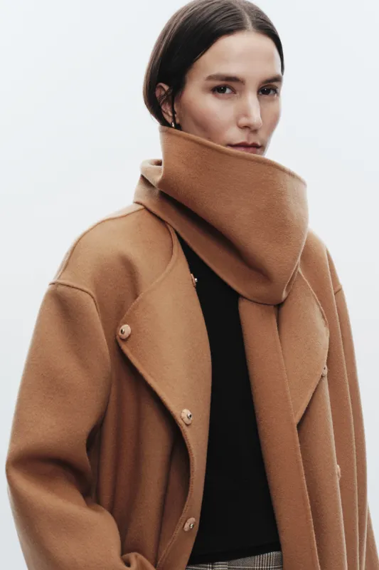 Orla Wool Scarf Coat, Camel sold by Saint Art