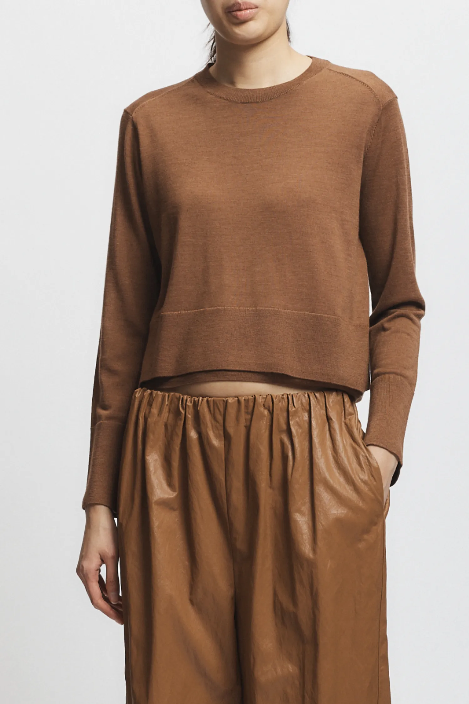 Elodie Layered Crewneck Knit, Clove sold by Saint Art product image thumbnail 3