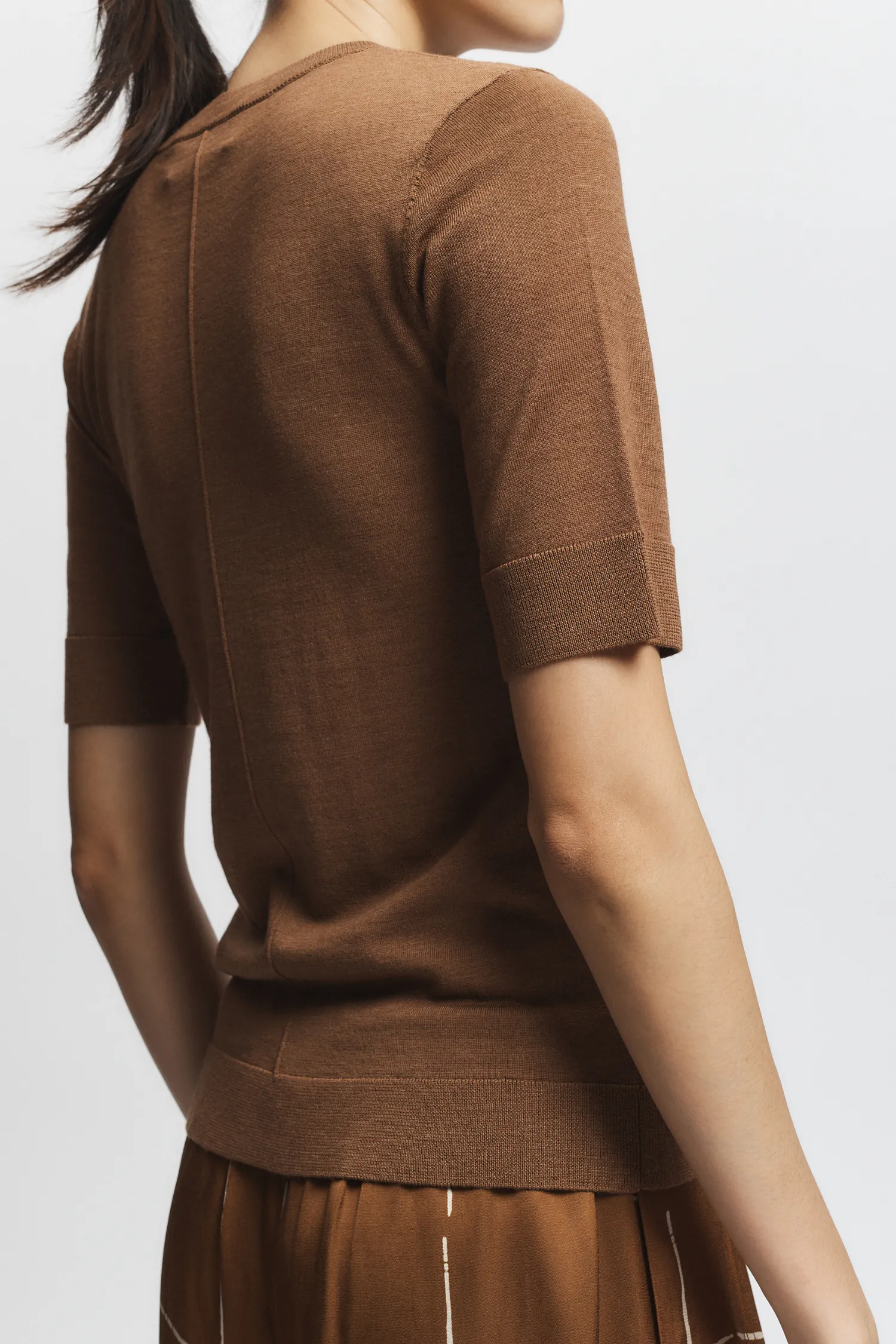 Lucia Short Sleeve Sweater, Clove sold by Saint Art