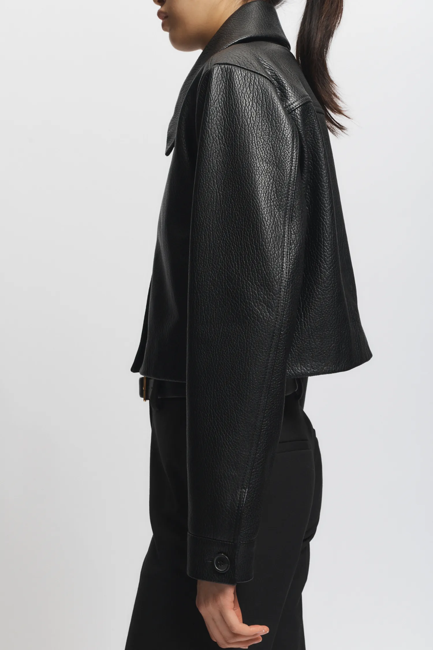 Lomand Crinkle Leather Jacket, Black sold by Saint Art product image thumbnail 2