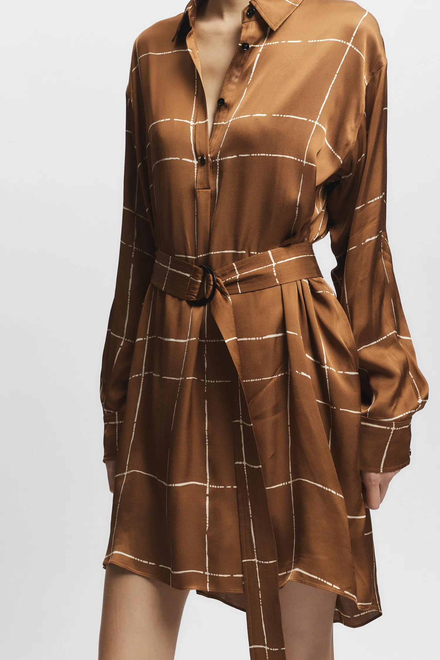 Enzo Belted Shirt Dress, Ginger sold by Saint Art product image thumbnail 2