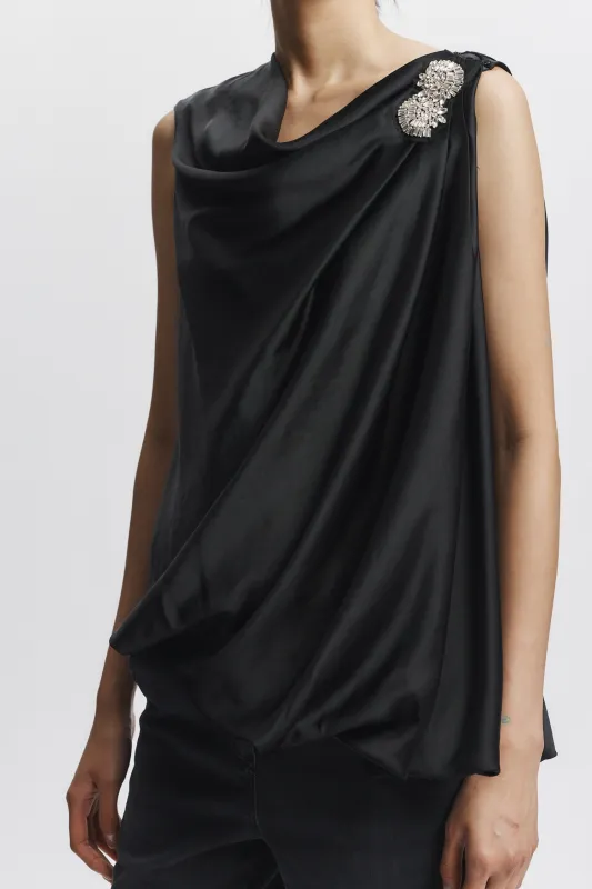 Henrik Draped Blouse, Black made by Saint Art