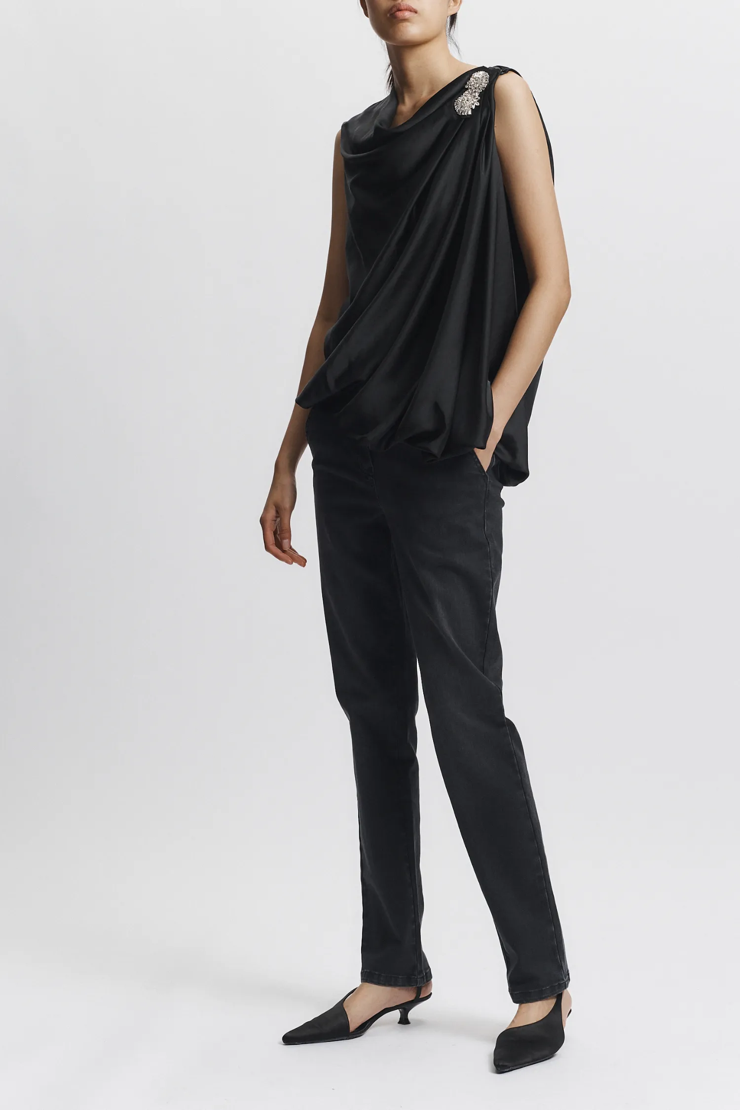 Henrik Draped Blouse, Black sold by Saint Art product image thumbnail 3