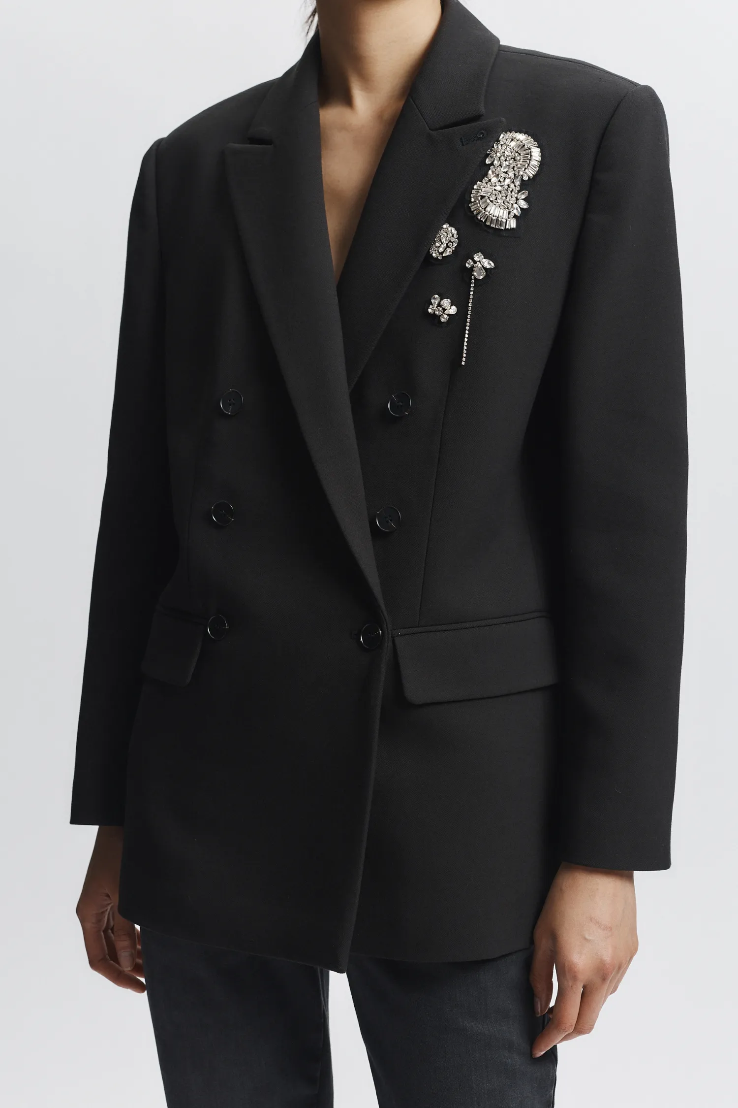 Tanner Embellished Blazer, Black sold by Saint Art