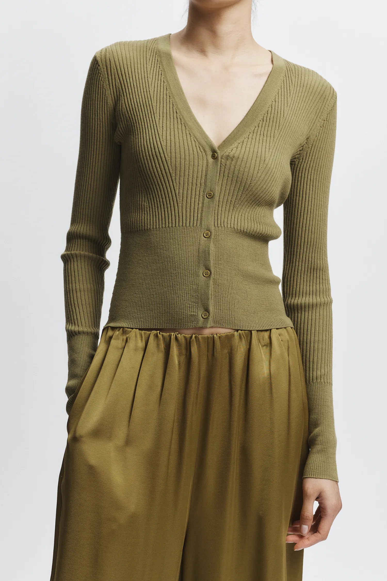 Braylon Rib Cardigan Sweater, Chartreuse sold by Saint Art product image thumbnail 2