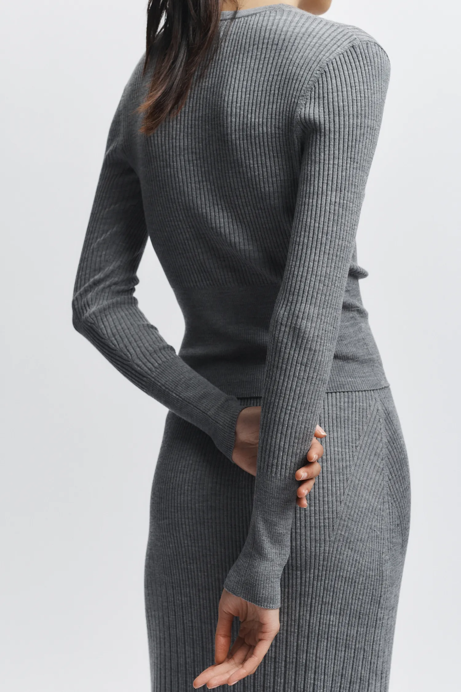 Braylon Rib Cardigan Sweater, Grey sold by Saint Art product image thumbnail 2