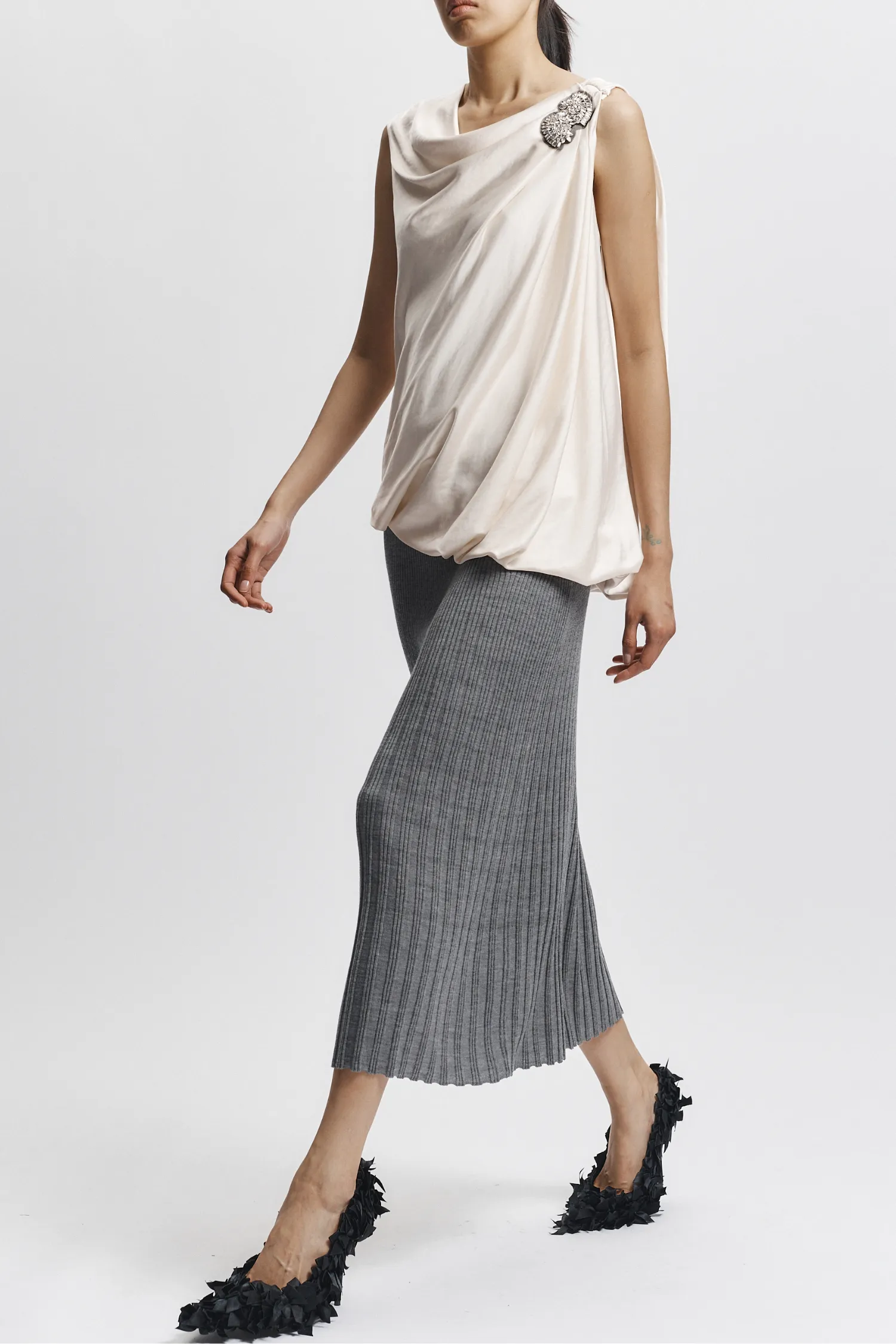 Henrik Draped Blouse, Ivory sold by Saint Art product image thumbnail 3