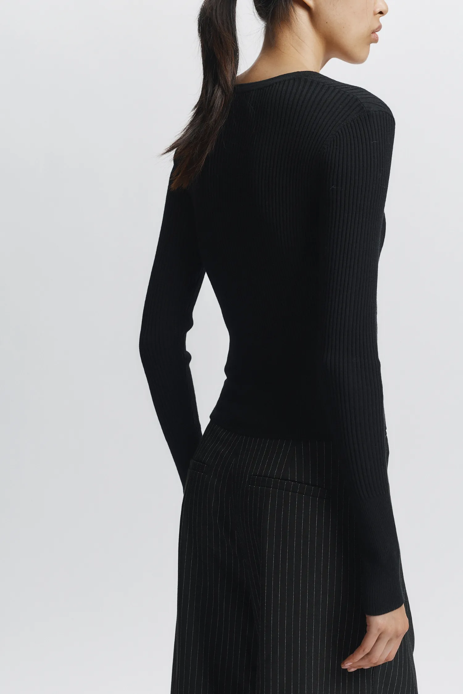 Braylon Rib Cardigan Sweater, Black sold by Saint Art product image thumbnail 2