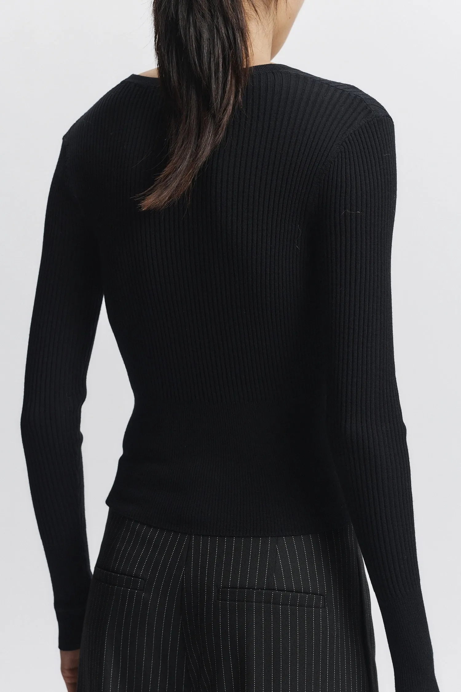 Braylon Rib Cardigan Sweater, Black sold by Saint Art product image thumbnail 3