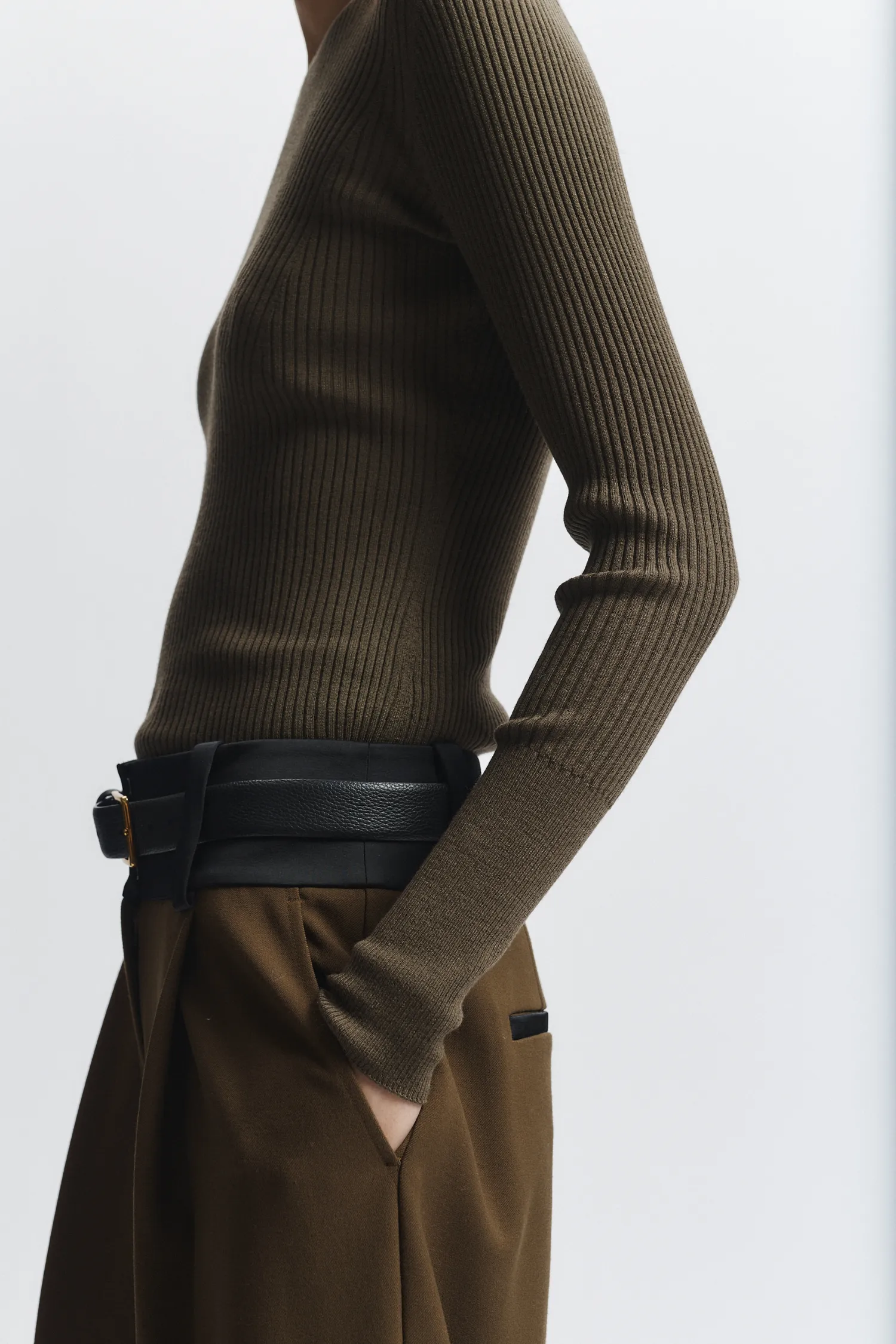 Atlas Rib Crewneck Sweater, Olive sold by Saint Art product image thumbnail 3