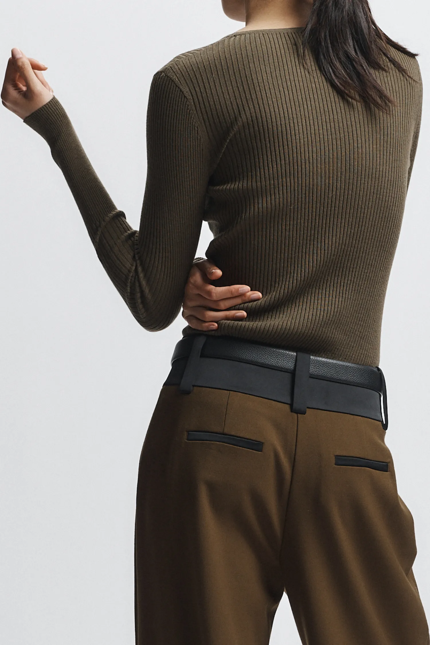 Atlas Rib Crewneck Sweater, Olive sold by Saint Art product image thumbnail 2