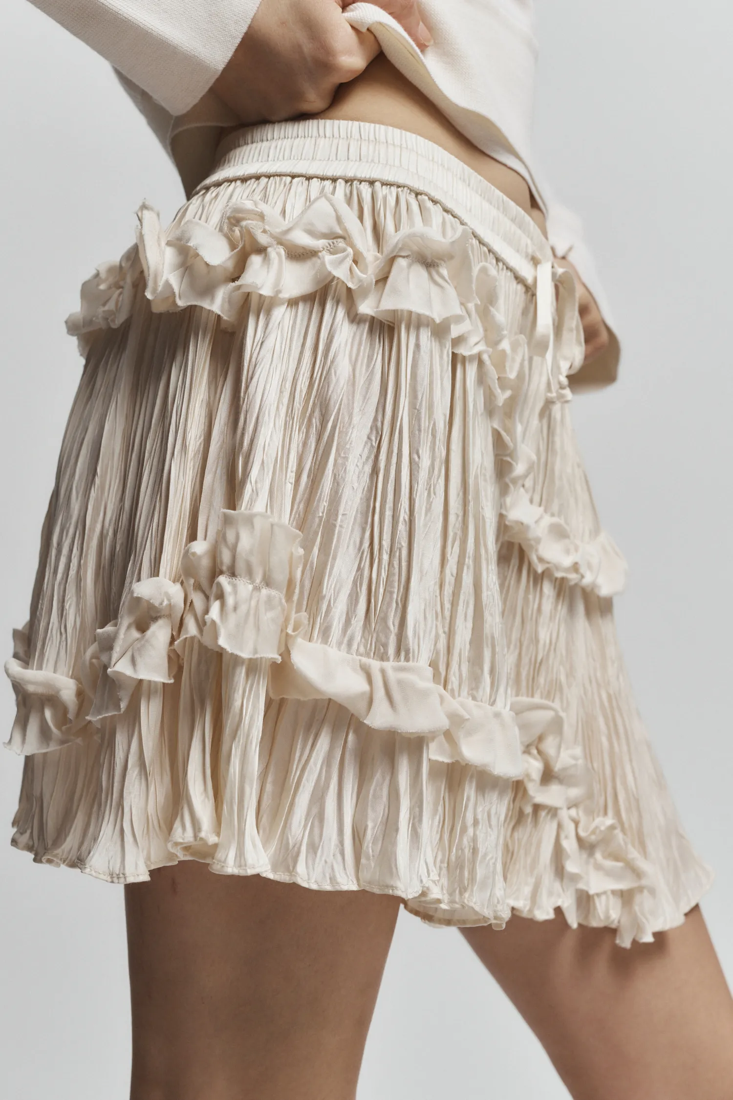 Grace Ruched Mini Skirt, Ivory sold by Saint Art product image thumbnail 2