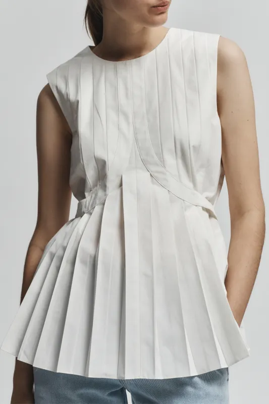 Kallie Pleated Top, White made by Saint Art