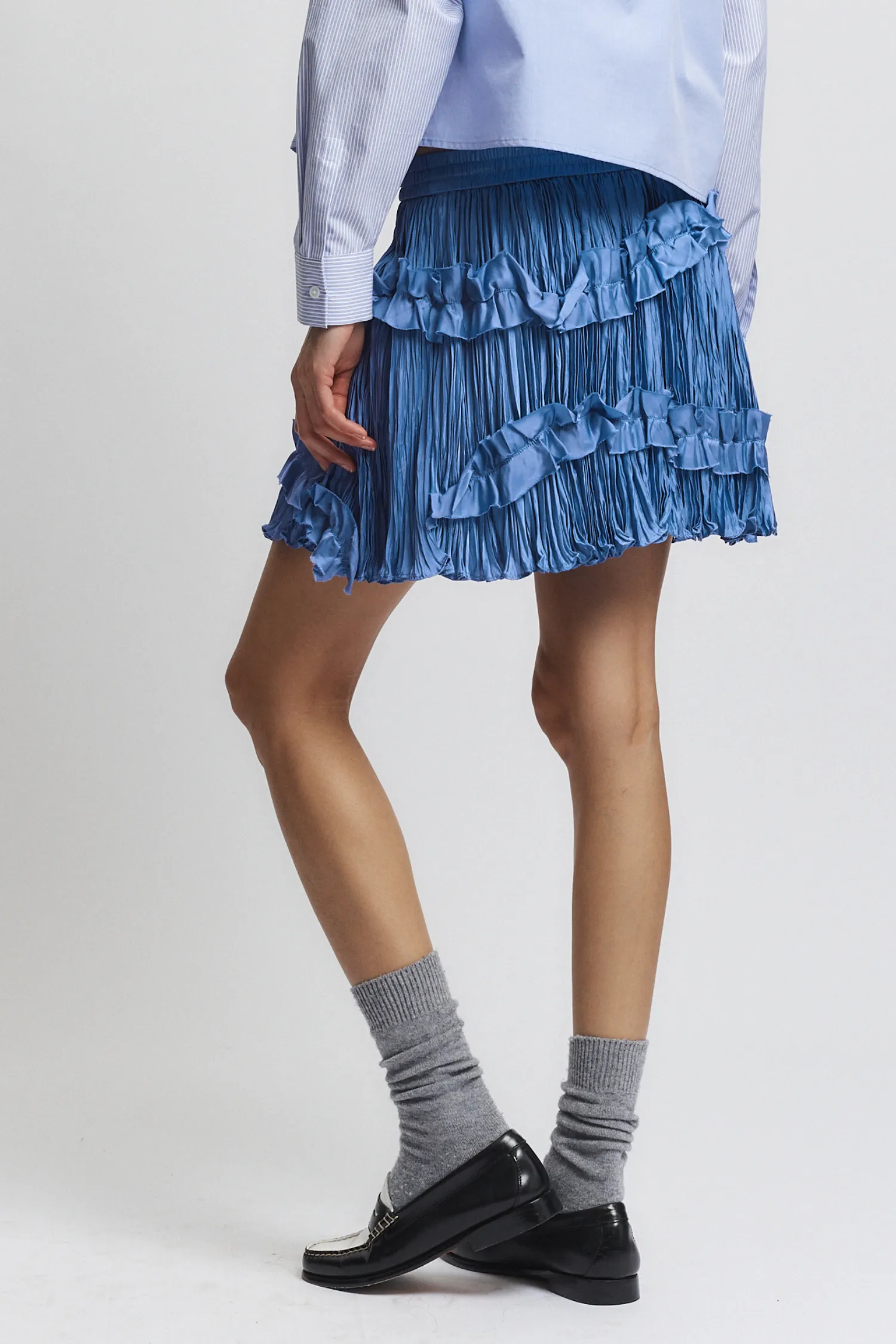 Grace Ruched Mini Skirt, Cornflower sold by Saint Art product image thumbnail 2