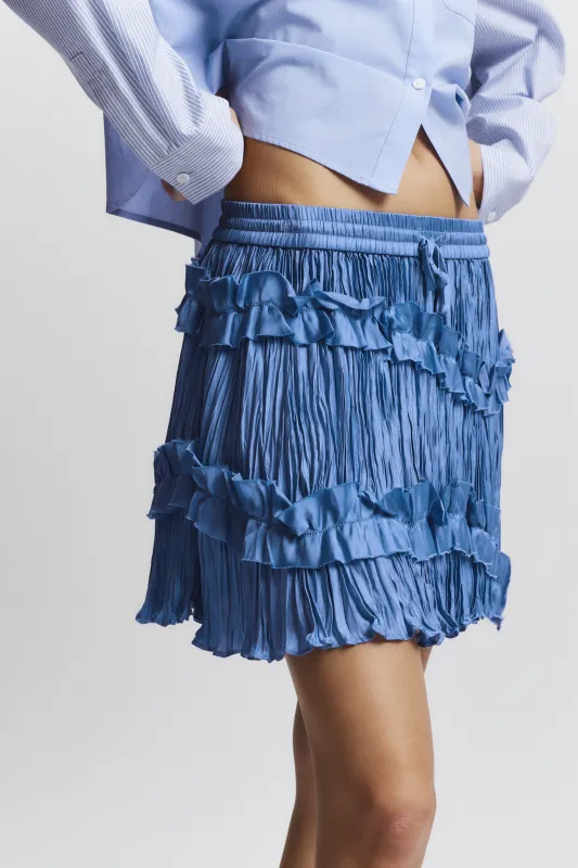 Grace Ruched Mini Skirt, Cornflower made by Saint Art