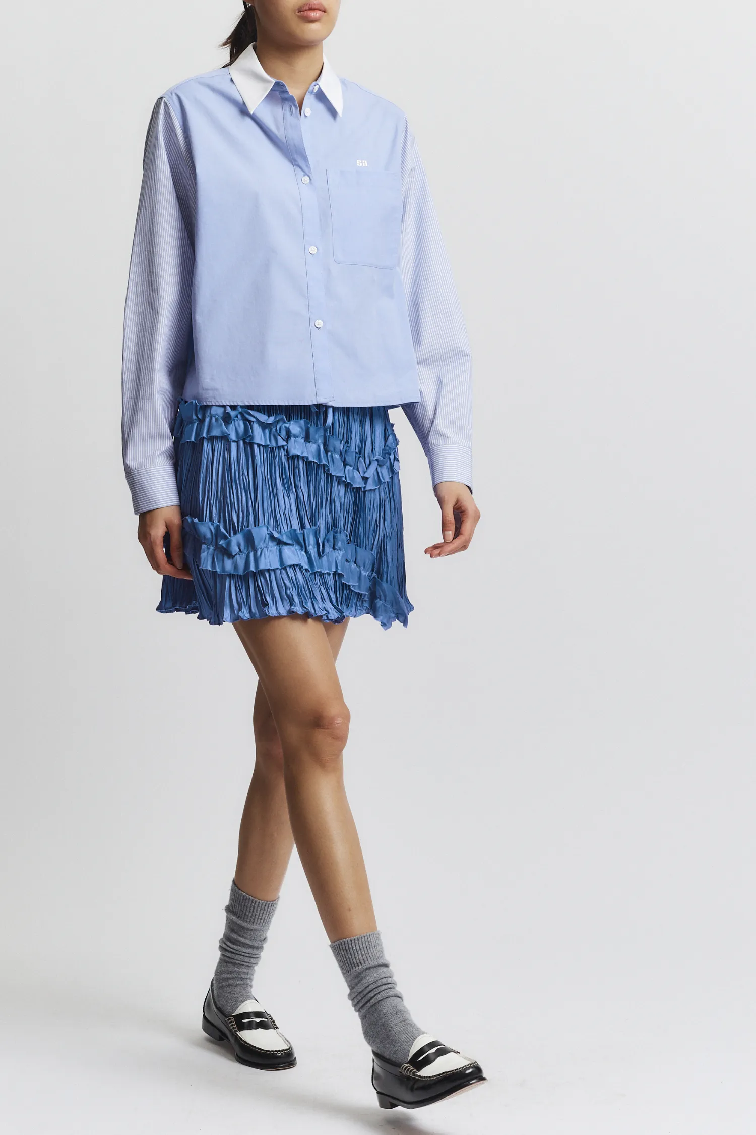 Grace Ruched Mini Skirt, Cornflower sold by Saint Art product image thumbnail 3