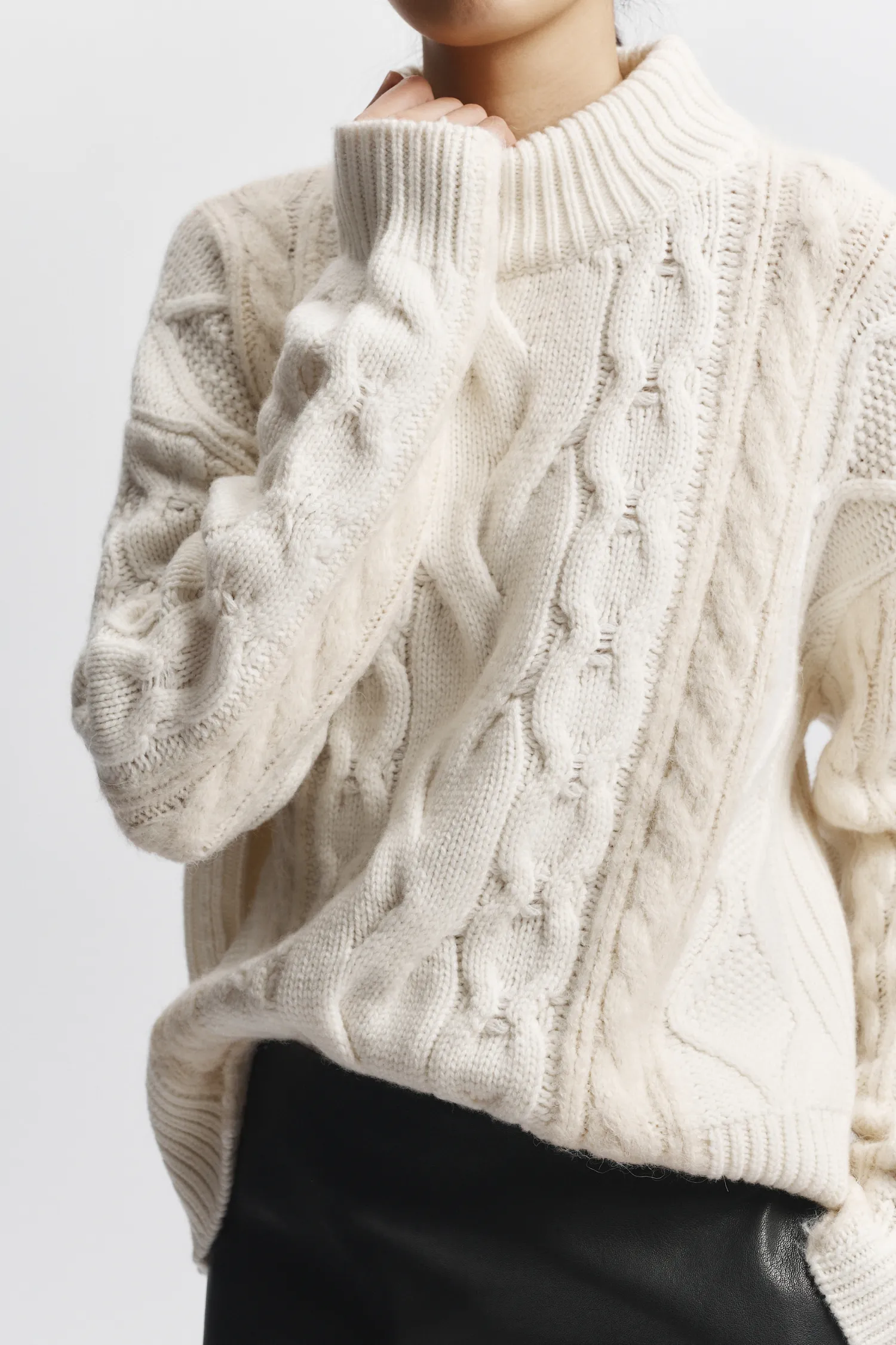 Greyson Cable Sweater, Cream sold by Saint Art product image thumbnail 4