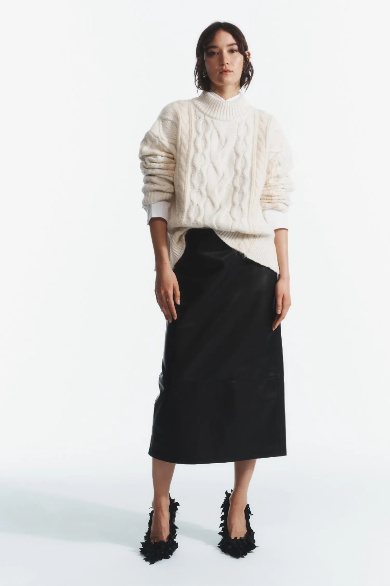 Greyson Cable Sweater, Cream sold by Saint Art product image thumbnail 2