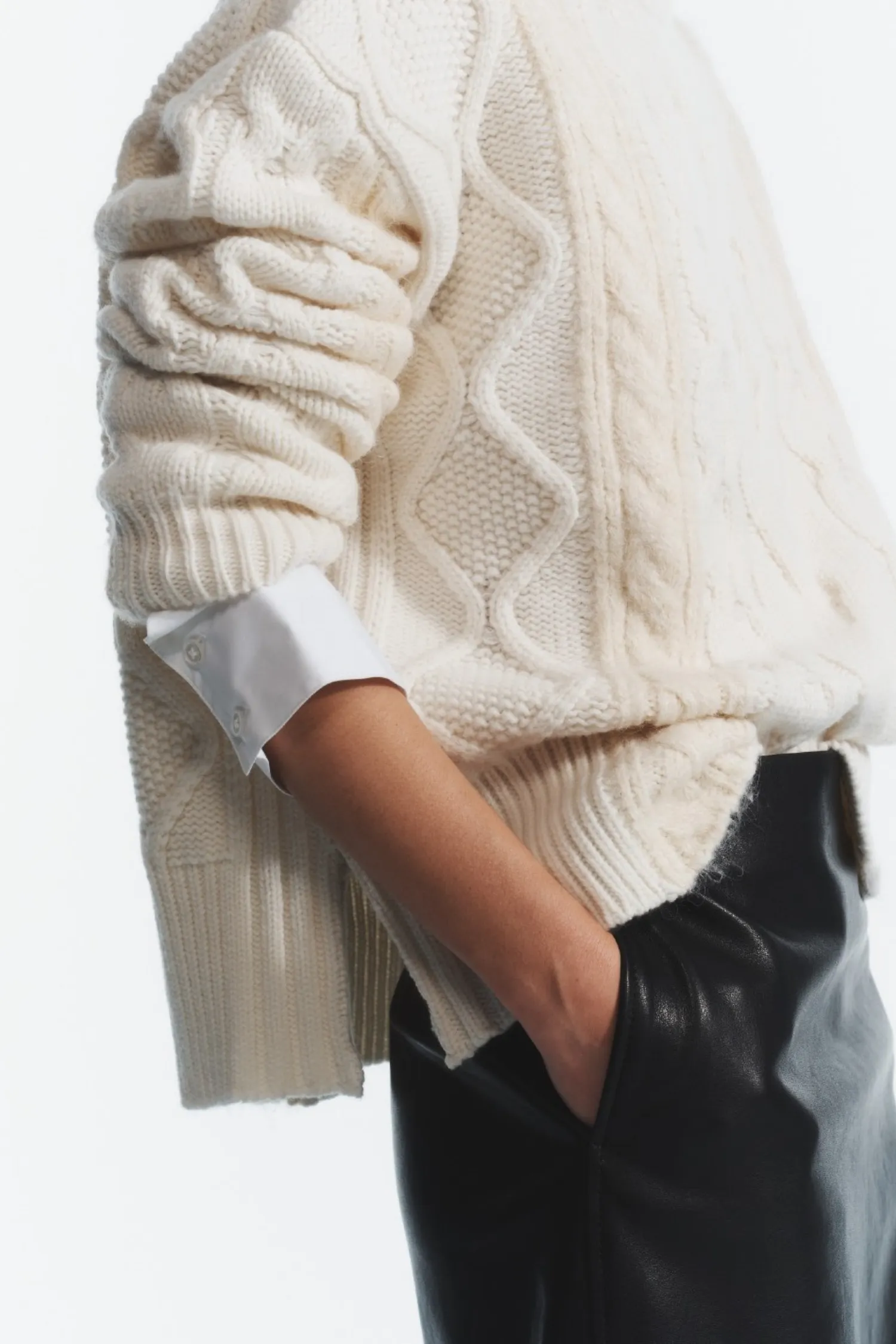 Greyson Cable Sweater, Cream sold by Saint Art