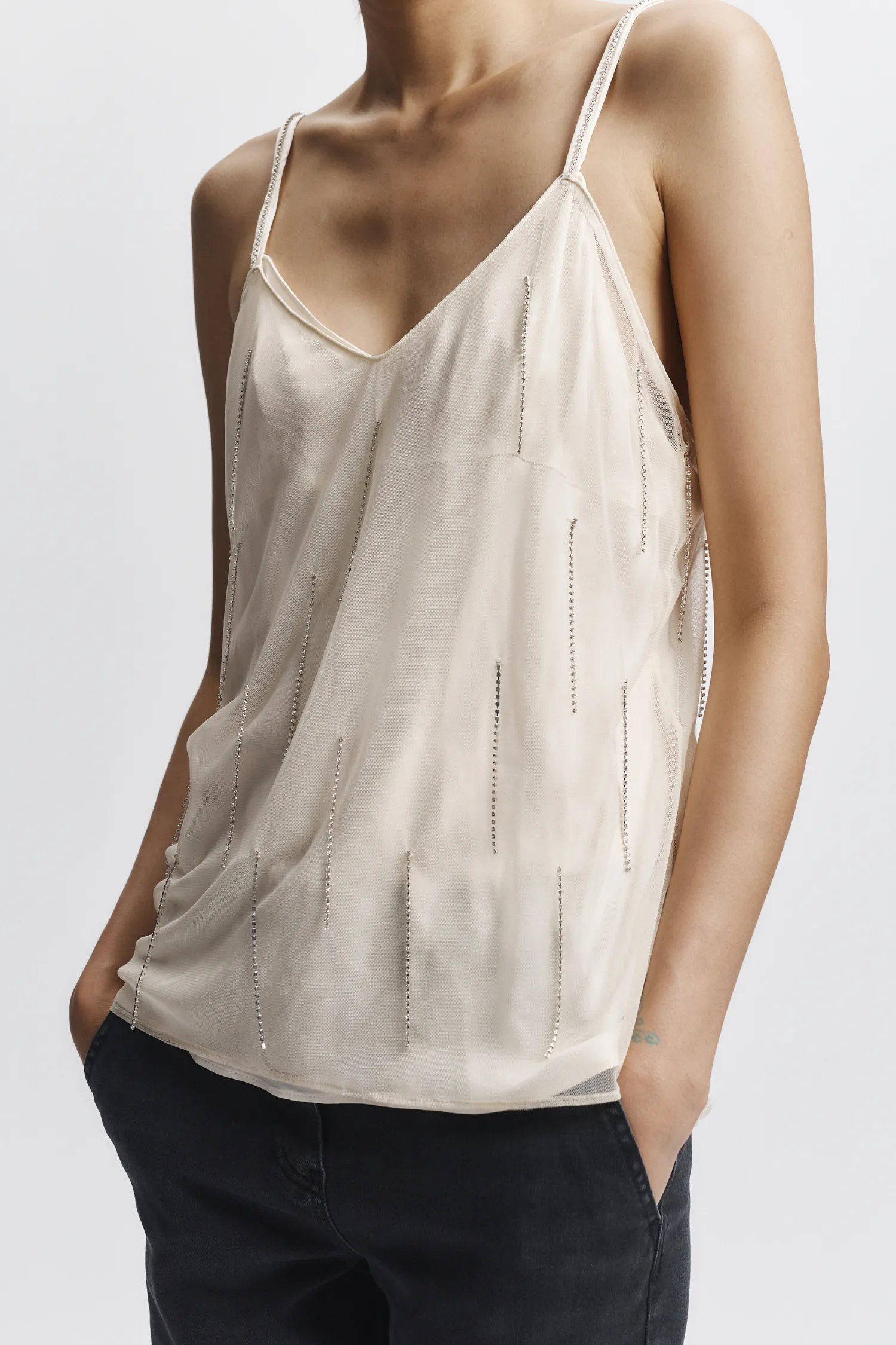 Brixton Fringe Cami, Ivory sold by Saint Art