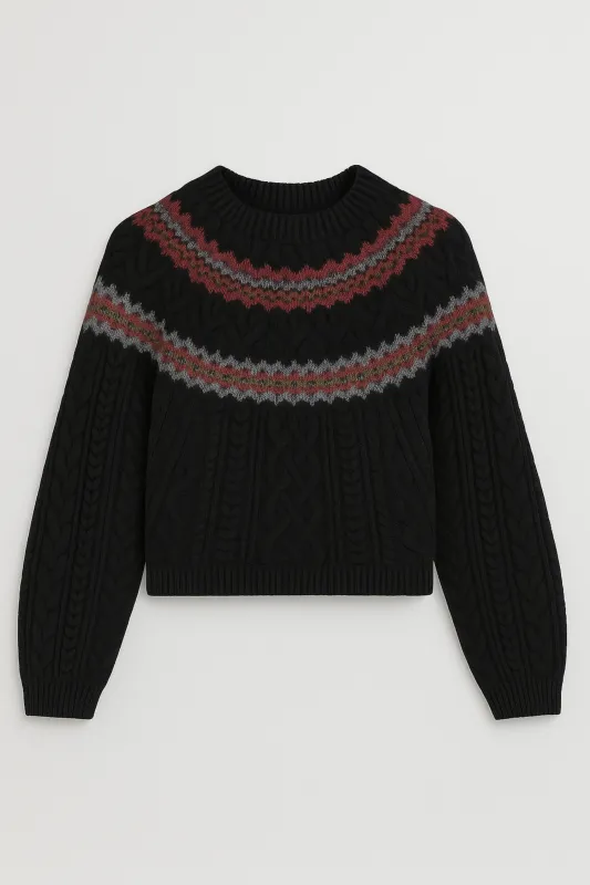 Ainsley Fair Isle Sweater, Black made by Saint Art