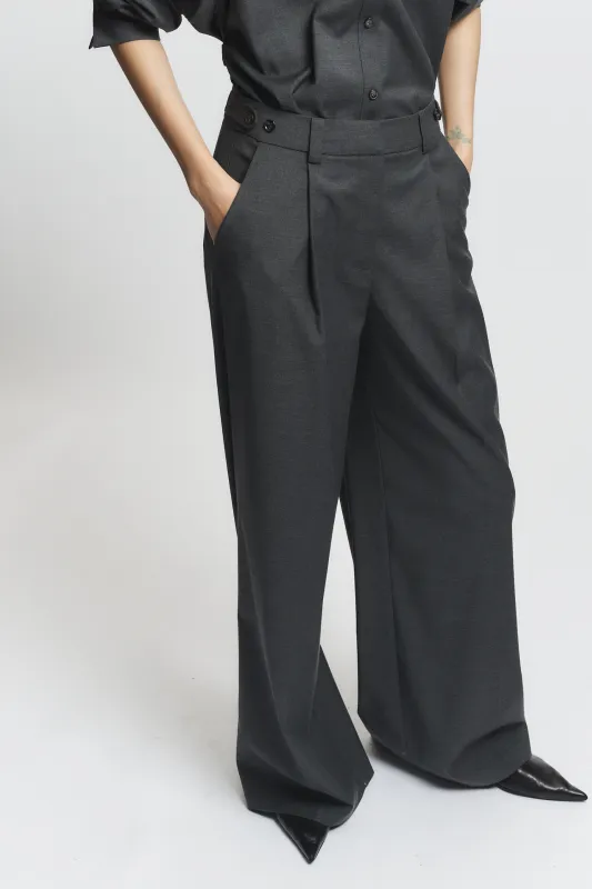 Eliam Wideleg Trouser, Dark Grey made by Saint Art