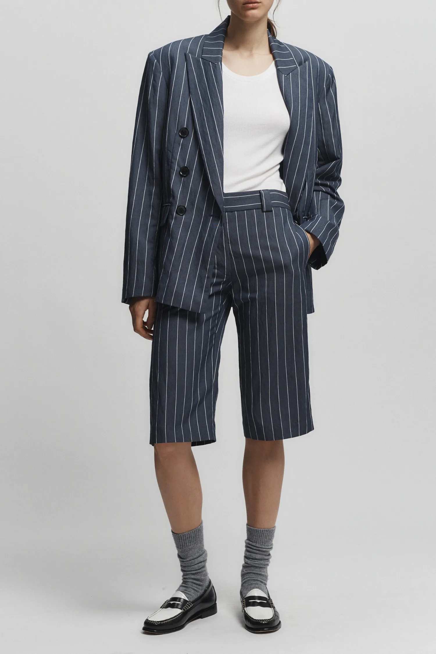 Santos Pinstripe Blazer, Navy sold by Saint Art product image thumbnail 3